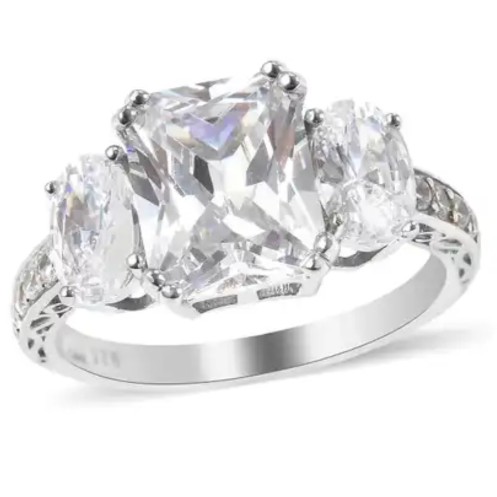 Cubic Zirconia (Oct 10x8 mm) Ring in Sterling Silver (Size 9.0) 3.40 carats